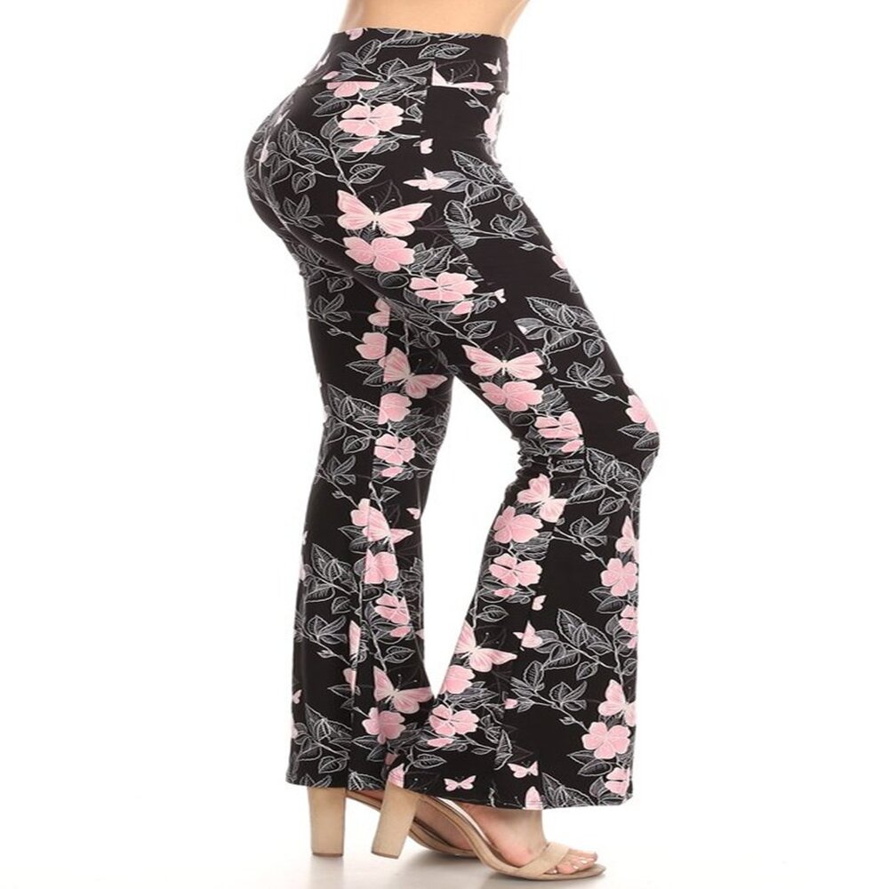 Women's Ultra Soft High Waist Flare Yoga Leggings S-L Elastic Waist Butterflies
